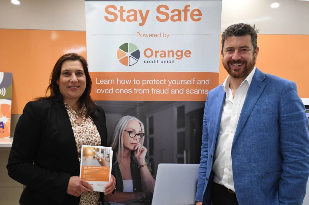 SCAM BUSTERS: Orange Credit Union's marketing and communications manager, Mel Monico with its CEO, Andrew de Graaff will host Stay Safe fraud and scam forum this Thursday at Hotel Canobolas. Photo: CARLA FREEDMAN.
