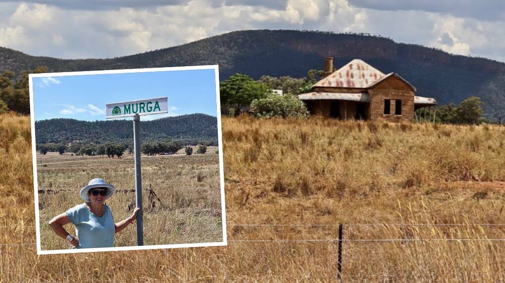 Marg Carroll (nee Hamilton, inset) says little old Murga is 'a lost village' today, with a now-abandoned postal office in front of the Nangar Valley. Pictures supplied.