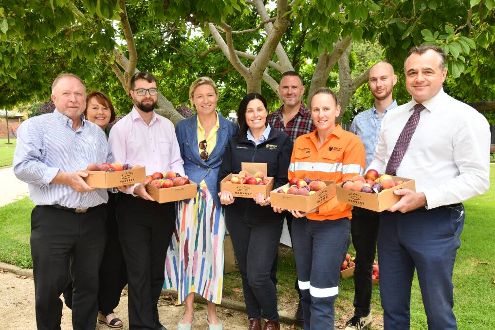 Karl Dillaway (Orange Motor Group), Jeanine Hind, Christopher Smee (Rex Airlines), Charlotte Gundry, Melissa O'Brien and Nicole Morris (Newcrest Mining), Richard Learmonth, Rhys Baker, and Anthony Cook (John Cook Real Estate). Picture by Jude Keogh.