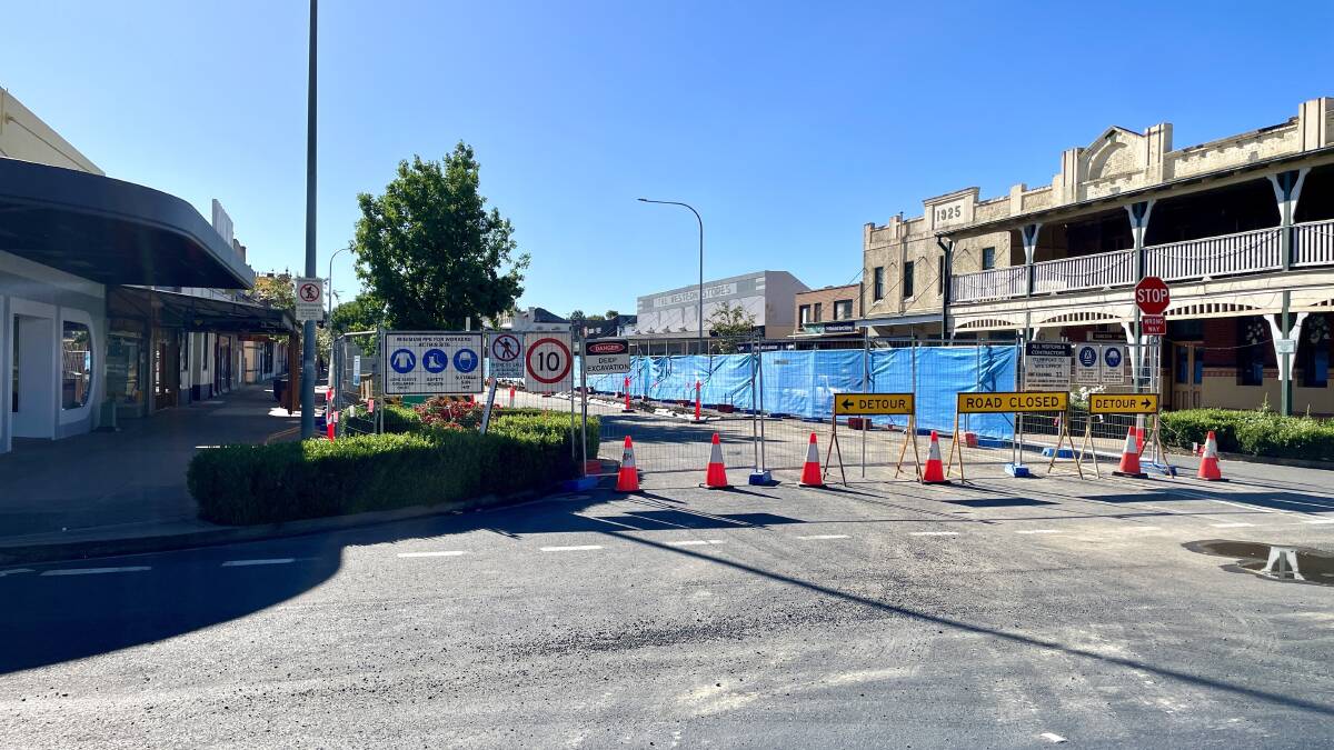 
View of major project works looking at the lower end of Bank Street from Molong's railway station on Watson Street/the highway. Picture by Emily Gobourg.
