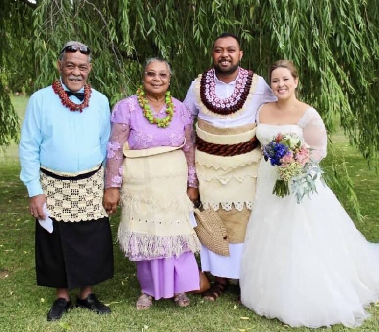 MEMORIES: Alo's father and mother, Heamasi and Alema Finau with Alo and Elise Finau on their wedding day in Tonga. Photo: SUPPLIED.