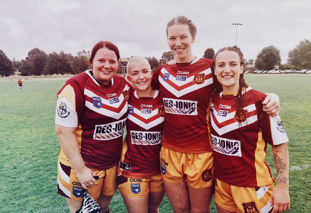 Orange's Nikita Campbell (left) says between playing rugby league with Woodbridge and rugby union with Orange Emus, she's found her inner strength. Picture contributed.