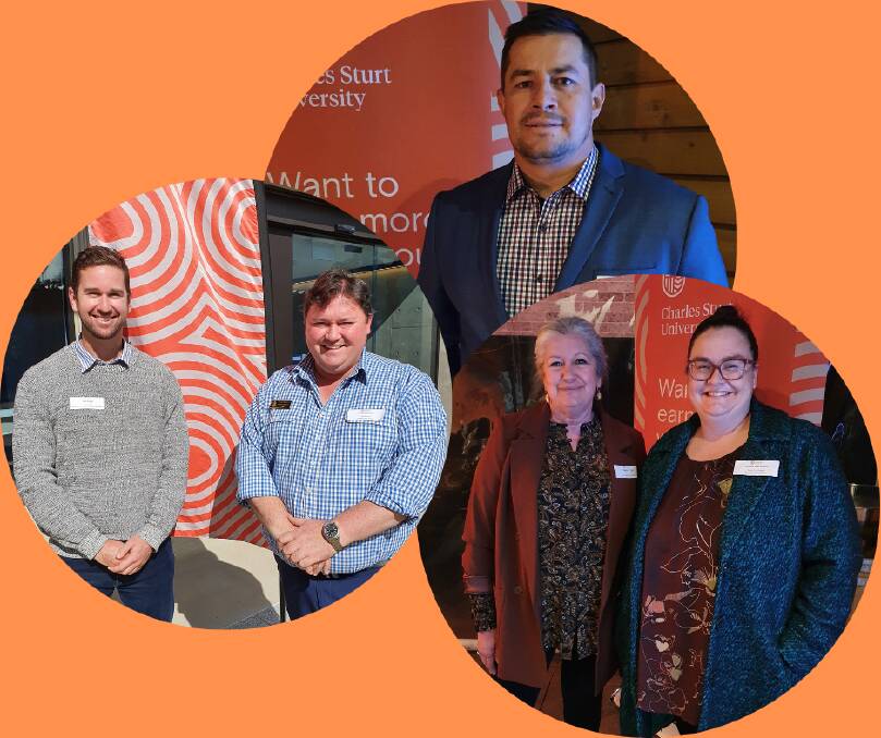 LINKS: Education leaders from high schools in Orange, Sam Coote, Glen Pearson, Brett Blaker, Pauline Frost and Alison McLennan attended Charles Sturt University sessions. Photo: CONTRIBUTED.