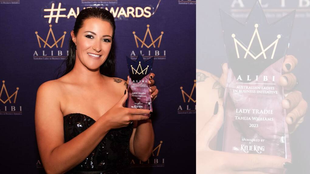 Orange's painter and decorator by trade, Tahlia Williams was crowned Lady Tradie at the Australian Ladies in Business Initiative (ALIBI) awards in October, 2023. Picture from ALIBI Awards.