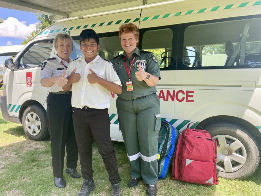 Molong's St John Ambulance superintendent Julie Dean with cadet Ashton Arokiaswamy and division officer Kerry Burchett. Picture by Emily Gobourg.