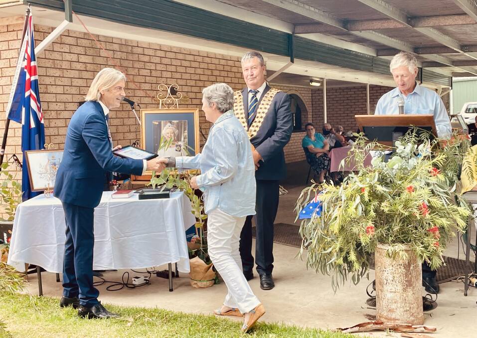 UNANTICIPATED: Cabonne's Australia Day Ambassador, George Ellis with Molong's Citizen of the Year, Julie James, Mayor of Cabonne, Cr Kevin Beatty and Cr Peter Batten. Photo: EMILY GOBOURG.