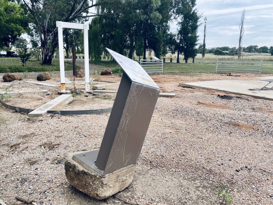 UNEARTHED: Signage and exhibits were uprooted in the November flash flooding around Molong, leaving a devastating sight for ex-Fairbridge kids. Photo: EMILY GOBOURG.