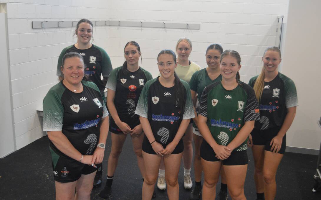 In the new women's change rooms at Emus Rugby Club with stalwart Amanda Ferguson, Jayde Griffiths, Tamika Frankham, Sophie Gorman, Olivia Kingham, Clare McMillan, Leah Haydon and Sophie Brisbane. Picture supplied.