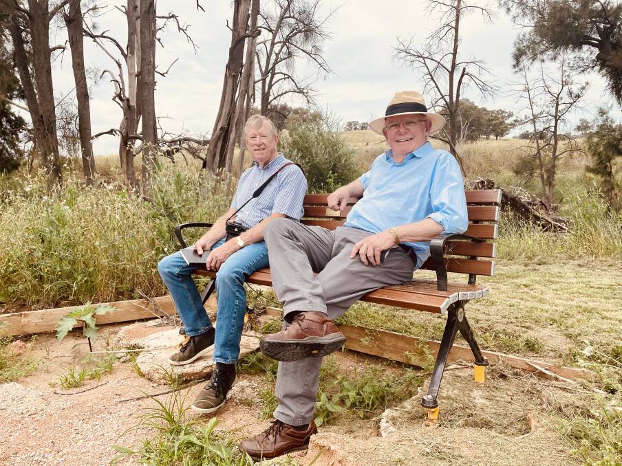 MEETING WITH COUNCIL: Brothers Dudley and David Hill, Old Fairbridgians, discovered floodwater devastation at The Fairbridge Children's Park on January 17. Photo: EMILY GOBOURG.