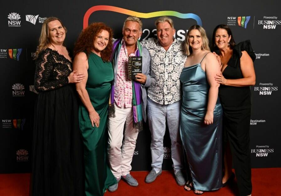 Leaders of Orange's Oriana Retro Hotel & Resort team, Nicole Longhurst, Kellie Ferguson, Espen Harbitz, Paul Soderberg, Renee Jones and Caddie Marshall. Picture by NSW Tourism.