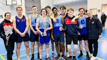CHAMPIONS: Winners of the Mensline Cup from James Sheahan, PDHPE teacher Sue Dean with students Campbell Warburton, Riley Elliott, Will Thornhill, Liam Curran, Steve George, Thomas Jarick, AJ Duffy, Hugh Thornhill and coach, Lucy Dean. Photo: CONTRIBUED.
