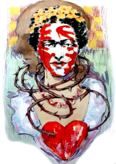 FRIDA BROKEN-HEARTED NO.2: Hank Spirek's expressionistic take on the late female painter, Frida Kahlo. Photo: SUPPLIED.