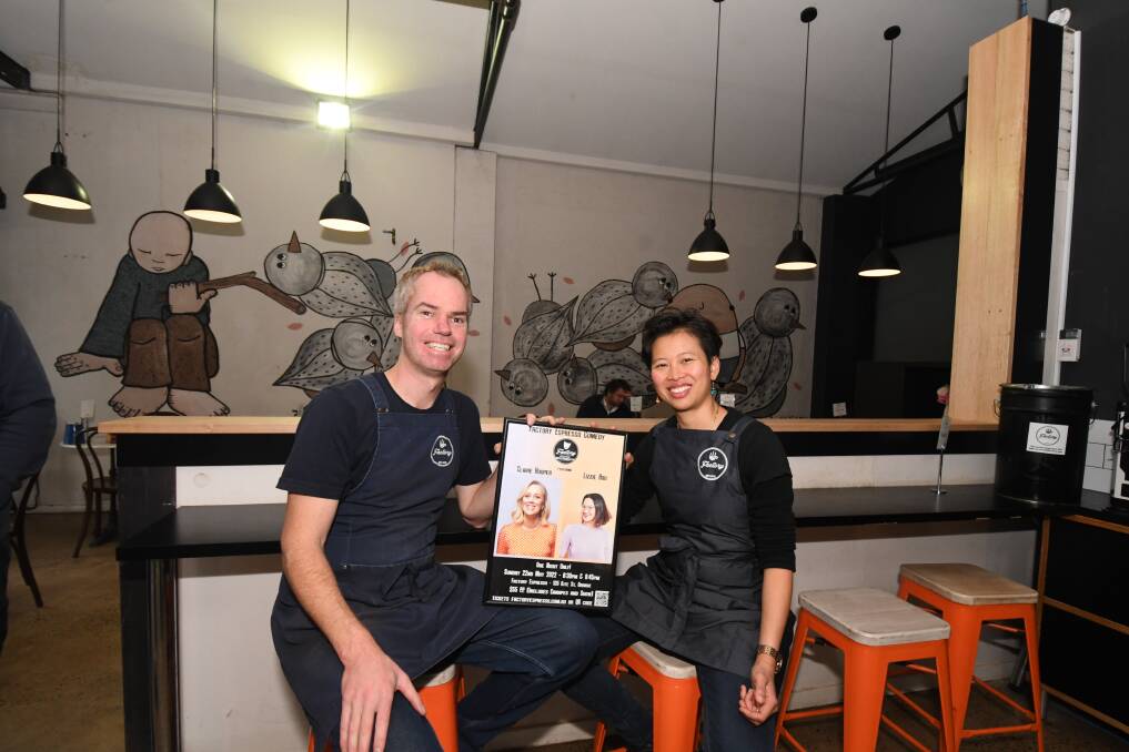 CHEERING: Partners in life and in business, Factory Espresso owners Nick and Ruby Gleeson are loving the 'new life' at their café, which will also accommodate for handfuls of extra seating for its popular comedy nights. Photo: JUDE KEOGH.