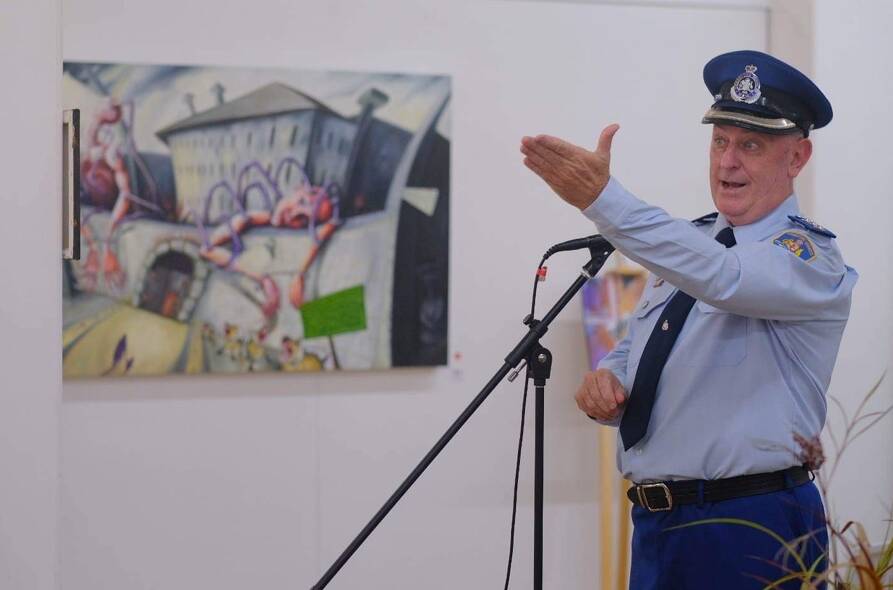 Senior Assistant Superintendent at Macquarie Correctional Centre, Philip Lindley proudly welcomed community members to the 'Con Artists' exhibition. Picture by Nafi Ashrar