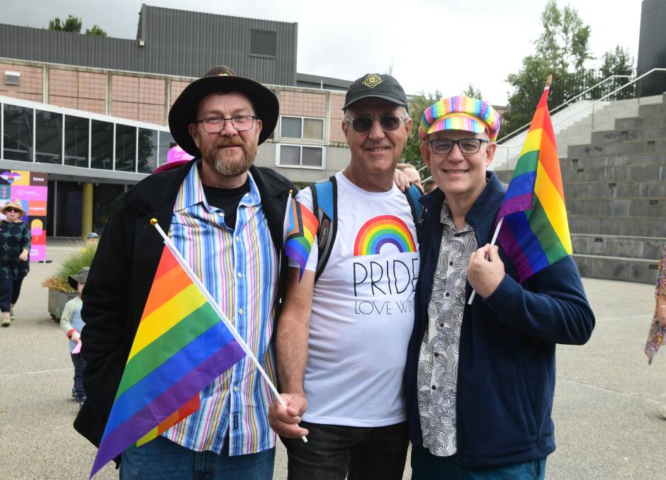 Patrick Driver, Robert Mclaughlin and Graeme Renaud at the 2024 Orange Rainbow Festival. Picture by Carla Freedman 