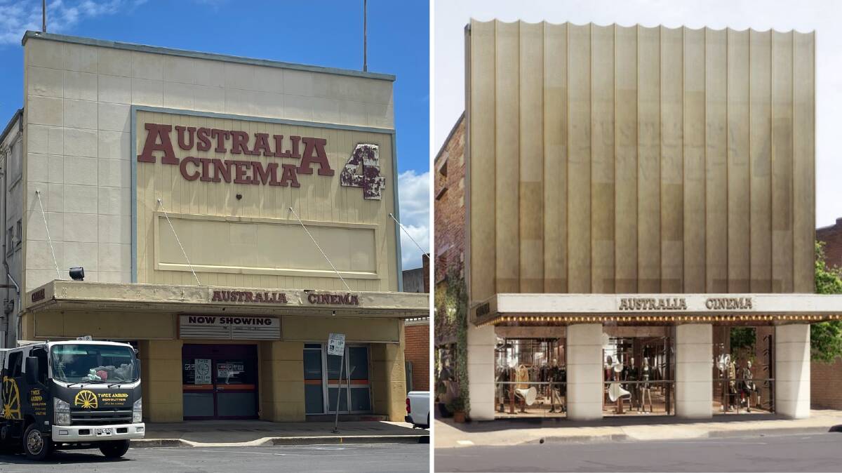 Before and after. (Left)The abandoned Australia Cinema 4 building in Orange in its current state, (Right) an artist's impression of the upcoming luxry hotel plans for the Lords Place site. 