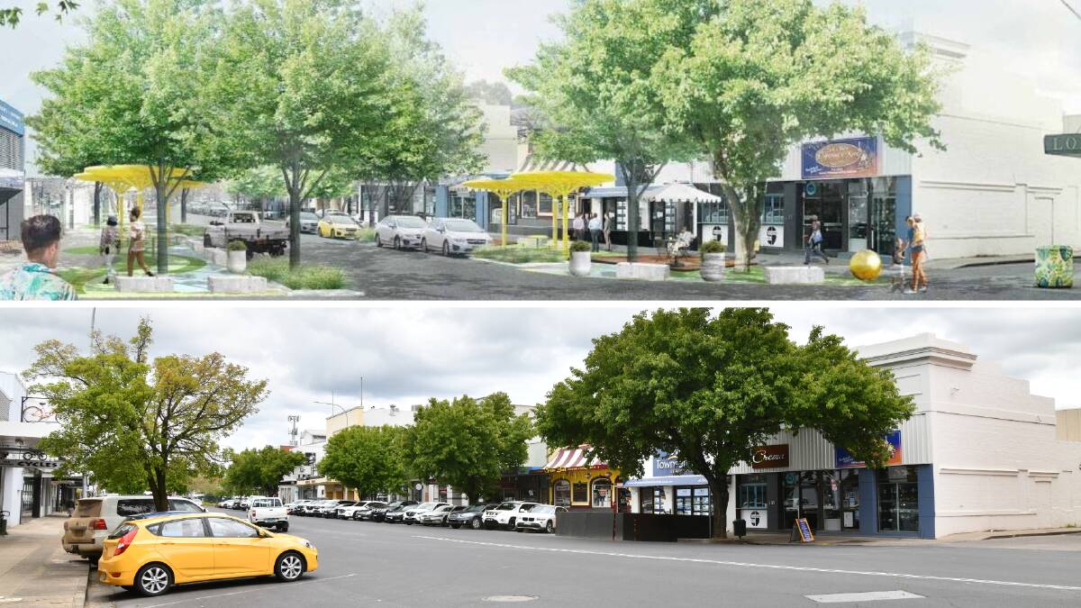 (Above) A render of the Lords Place Concept Plan in Orange. (below) The street in its current layout.
