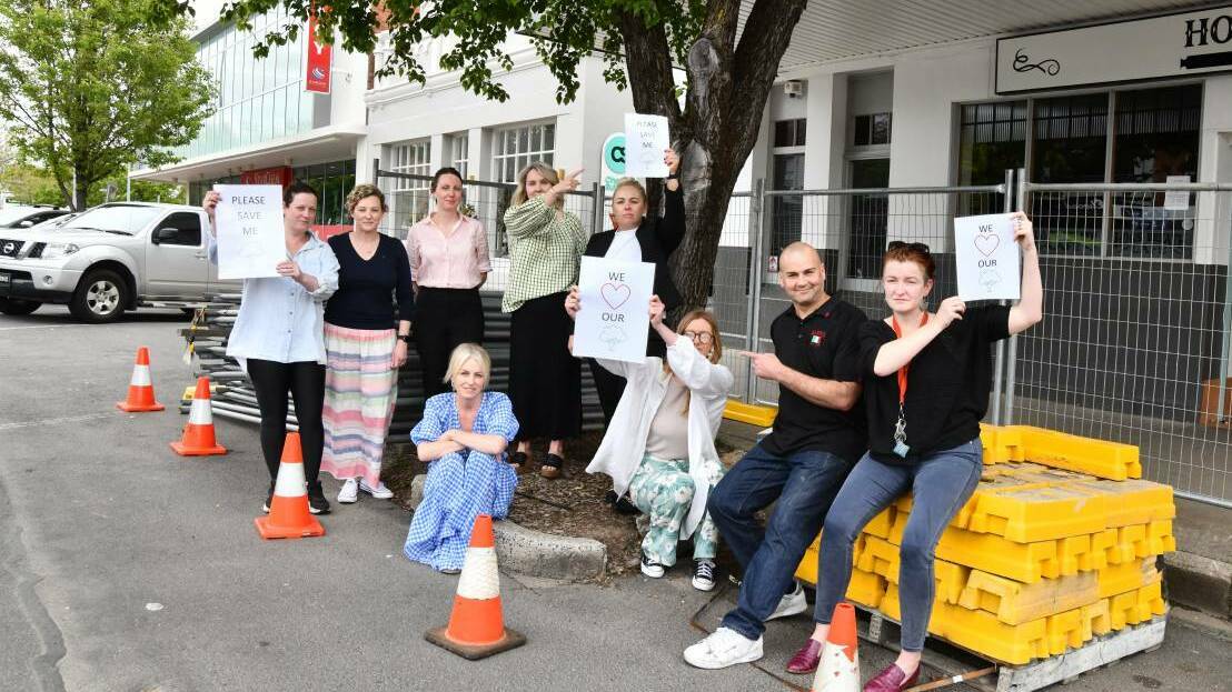 Lords Place business owners protesting prior to tree removals on Lords Place. File picture 