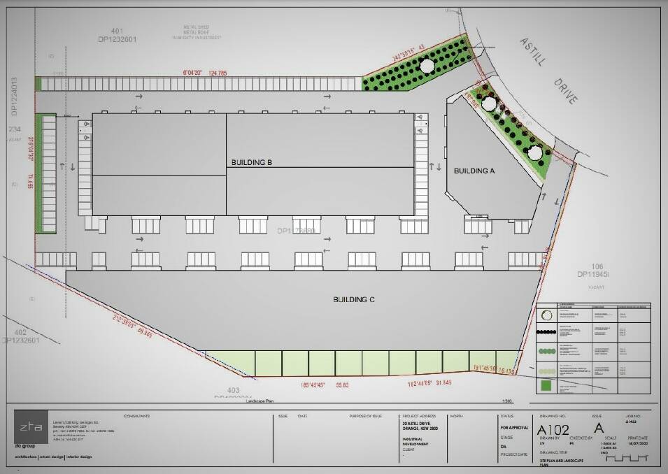 Floorplan for the new industrial estate at 20 Astill Drive. Picture from Orange City Council papers. 