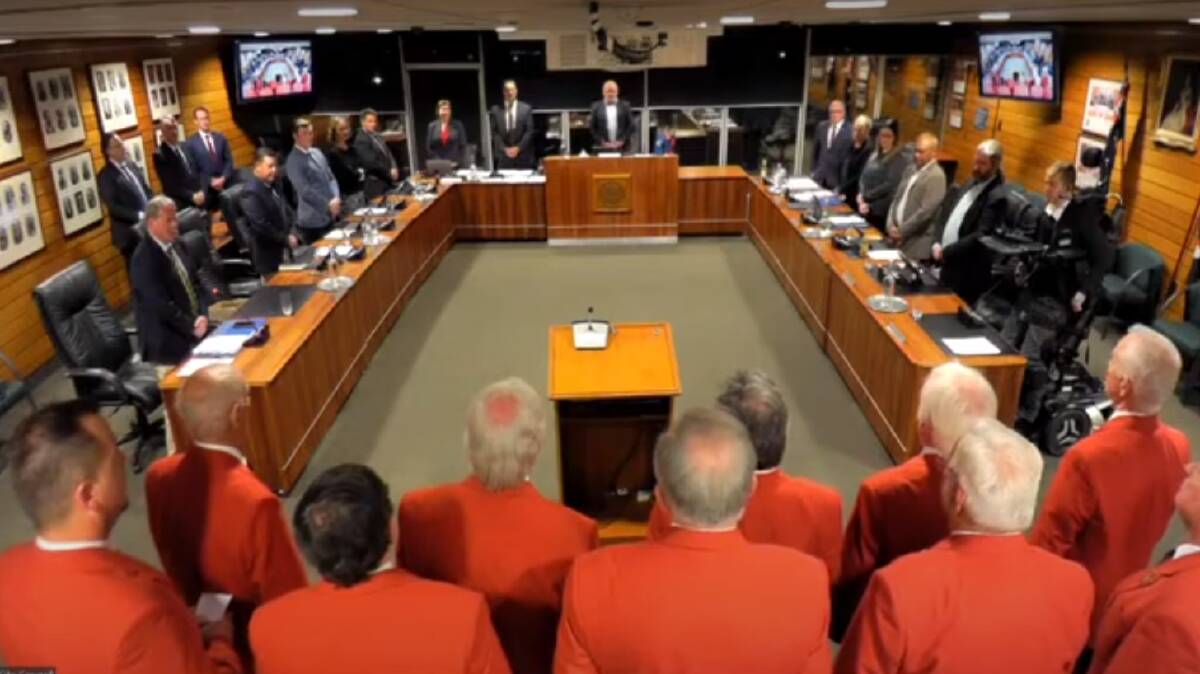The Orange Male Voice Choir sings the Australian national anthem and God Save the King to Orange City Council, in recognition of Queen Elizabeth II. 