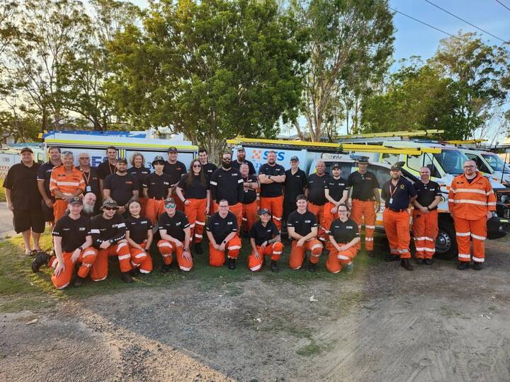 SES team in Queensland, Michael Ryan-Everett of Orange fifth from the right. Picture supplied 