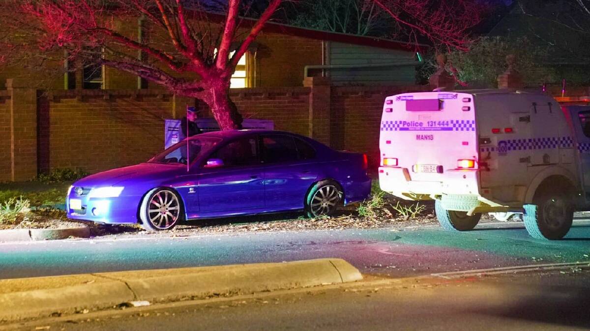Aftermath of the Holden Commodore crash at the intersection of Hill and Kite Street. PHOTO TROY PEARSON. 