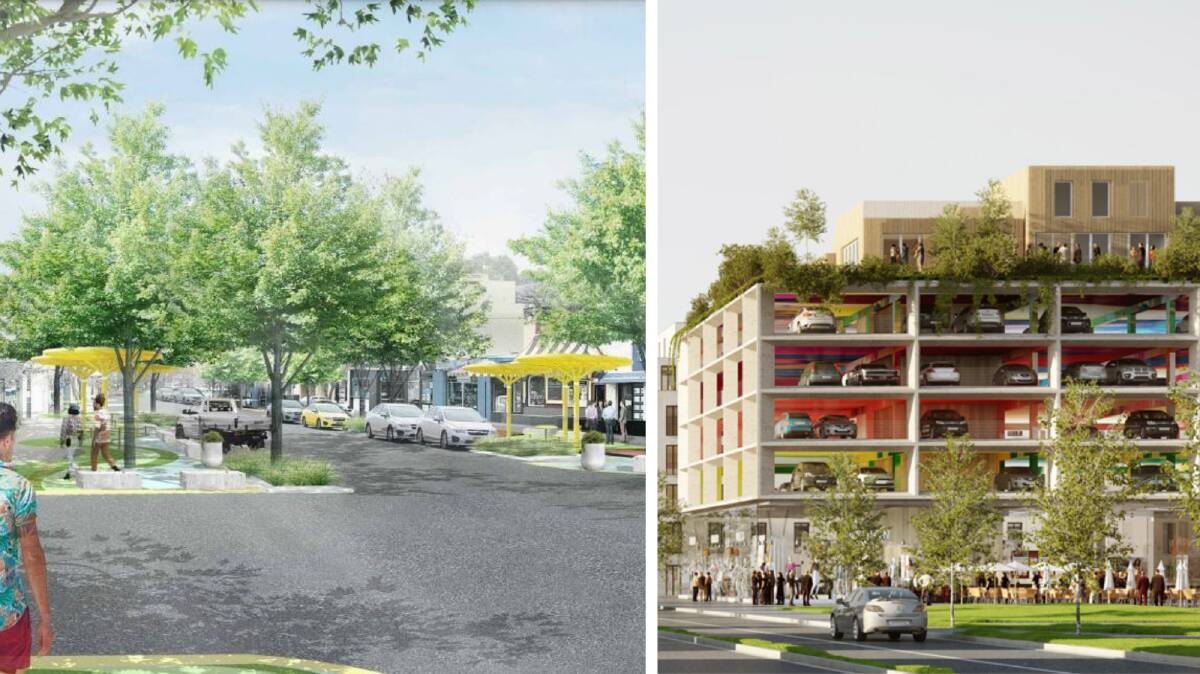 (Left) An artist's rendition of the Lords Place redevelopment proposed by Orange City Council. (Right) The Bordeaux car park by Brisac Gonzalez used by council to show what a multi-story complex on the Ophir Car Park site might look like. 