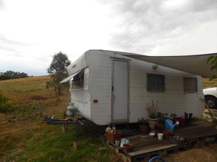 Shaun Fogarty's caravan in outer Northern Melbourne, Victoria. Picture by Shaun Fogarty.