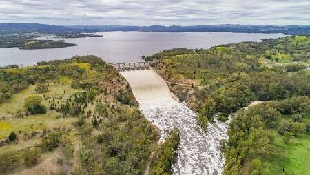 The Burrendong Dam near Wellington NSW, in flood and spills in January 2023. Picture by Water NSW.