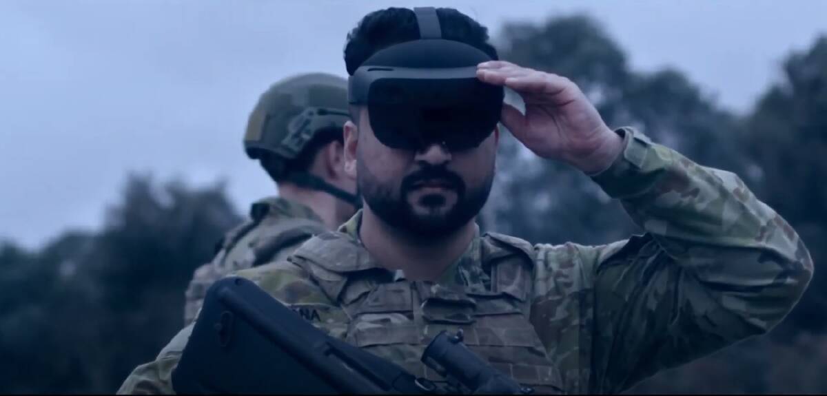 A member of the ADF wearing the helmet-like device. Picture University Technology Sydney