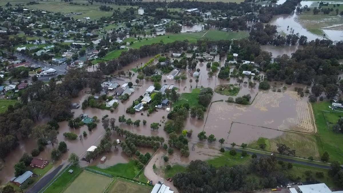 Eugowra inundated by flash flooding in the past. File picture.