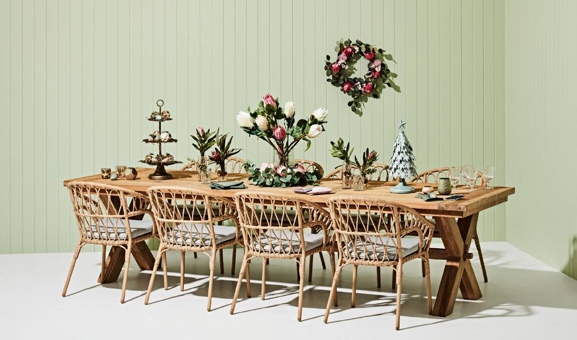 TABLE TRENDS: Think lots of pale timbers, eucalyptus and sage greens, the warm pinks of proteas, the sunny yellow of wattle and bottlebrushes.