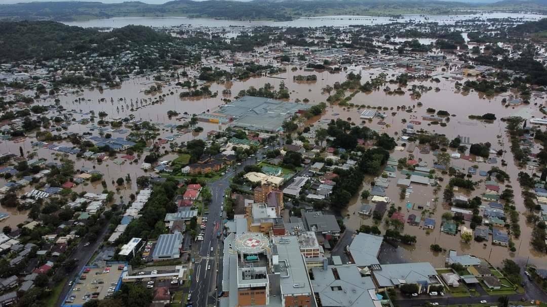 The city of Lismore following its devastating floods at the start of 2022. Picture by Lismore City News. 