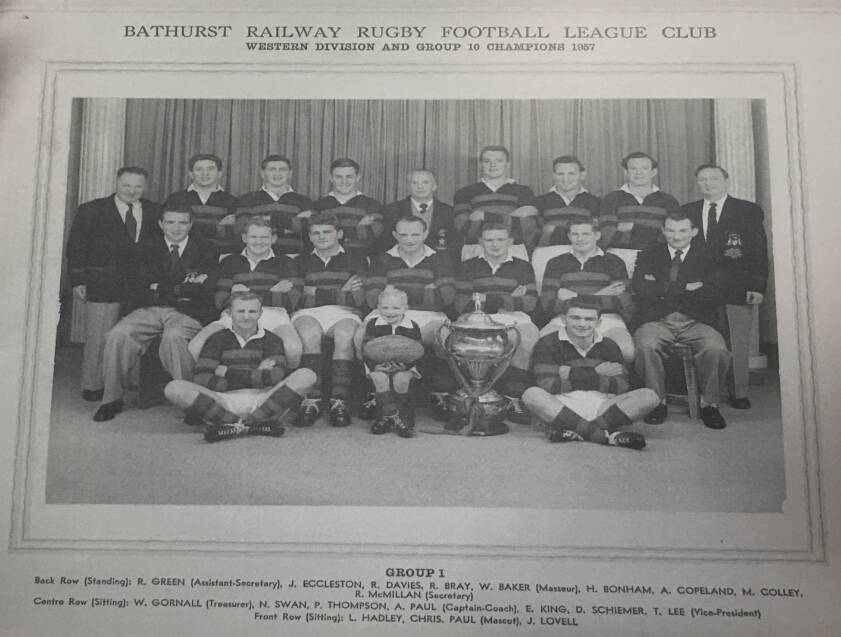 A team shot of the Bathurst Railway side that won the 1957 Group 10 premiership. 