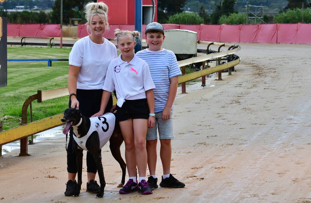 MAIDEN WIN: Michelle McGrath and her children Chloe and Jayden, with the winning Tom's The Man. Photo: BRADLEY JURD