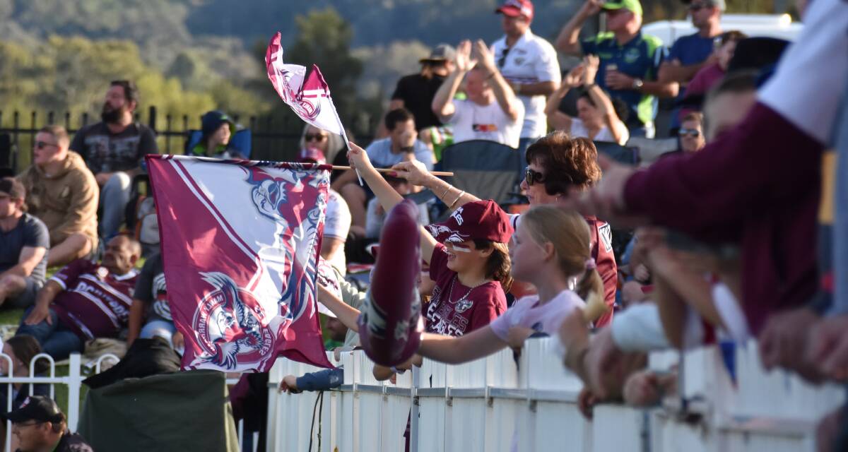 The Manly fans at a game against Canberra at Mudgee's Glen Willow in April. Picture by Jay-Anna Mobbs. 