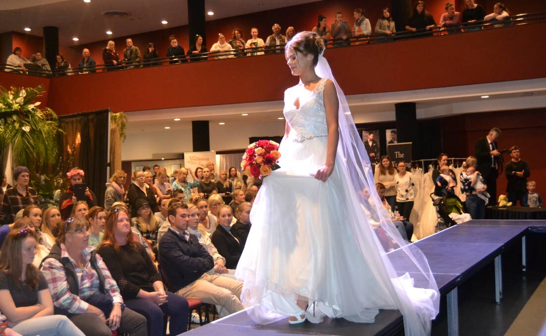 BRIDAL EXPO: A model on the cat walk, wearing a gown from The Wedding Shoppe, at last year's Bathurst Bridal Expo. Photos: JACINTA CARROLL 