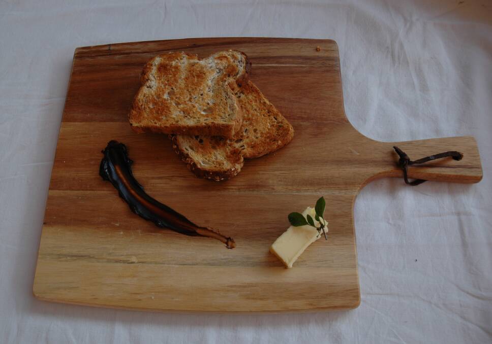 WHAT'S THE FUSS?: A home-made version of the Newcastle café’s controversial Vegemite and toast board, which has been branded it ‘un-Australian'.