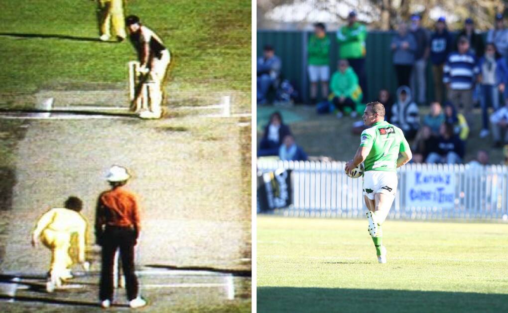 SAME-SAME OR DIFFERENT?: Trevor Chappell deleivers his infamous underarm delivery (left) and Michael Sullivan's dash to the other end of the field on Sunday.