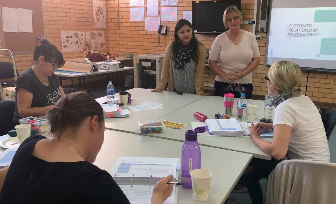 LEARNING: Shreejaya working with TAFE NSW leadership and management teacher Jill Pennisi during her tour of the Central West. Photo: SUPPLIED