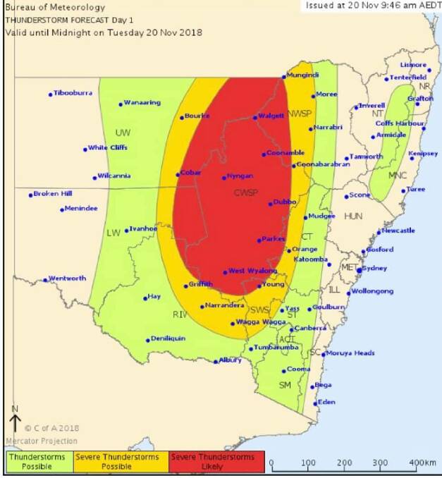 WARNING: The graphic published by the Bureau of Meteorology.