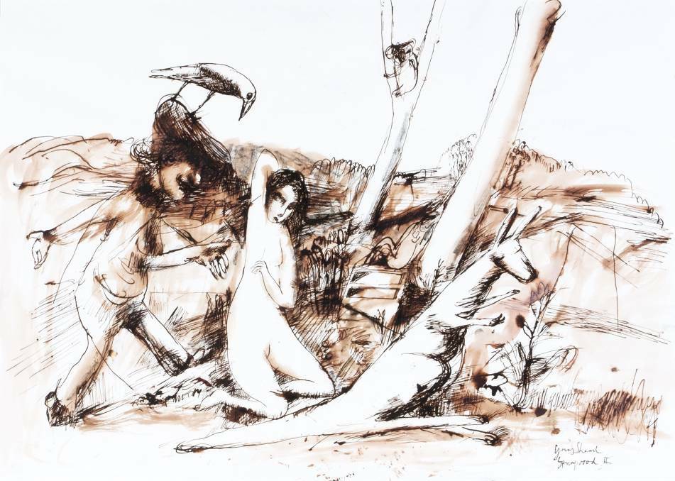 DRAMATIC DEPICTION: Garry Shead's 'Springwood II', an ink on paper work from 1999, was part of the Kedumba Collection of Australian Drawings in 2017. Photo: CONTRIBUTED