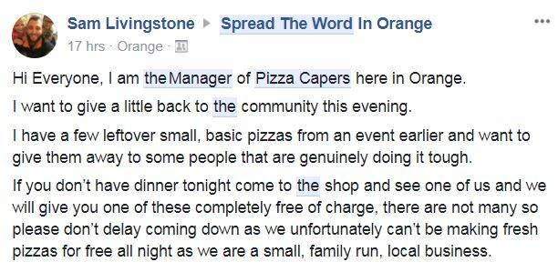 GREAT GESTURE: The post on 'Spread The Word In Orange'.