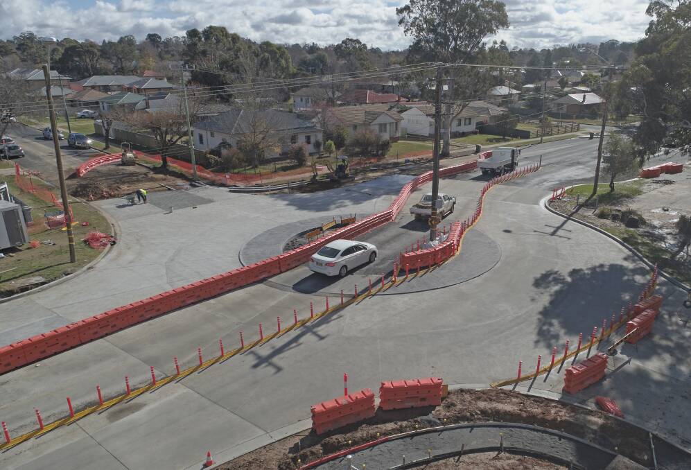 BIRD'S EYE VIEW: Crews have completed the main construction phase of the work at the intersection of Woodward Street and Wentworth Lane. Photo: ORANGE CITY COUNCIL
