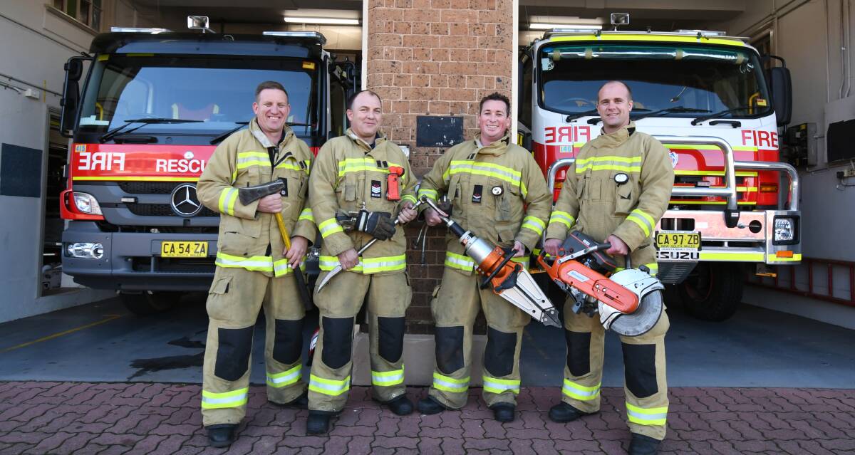 OPEN DAY: Rod Kinder, James Patrech, Mitch Crump and Andrew Webb are part of the crew which protect Orange. Photo: JUDE KEOGH 0518jkfire1