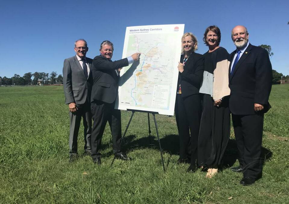 HATCHING PLANS: Director of Corridor Preservation Jeff Cahill, Centroc chairman John Medcalf, Deputy Secretary for Transport for NSW Clair Gardiner-Barnes, Roads Minister Melinda Pavey and Centroc strategic transport chairman Ken Keith. Photo: CONTRIBUTED