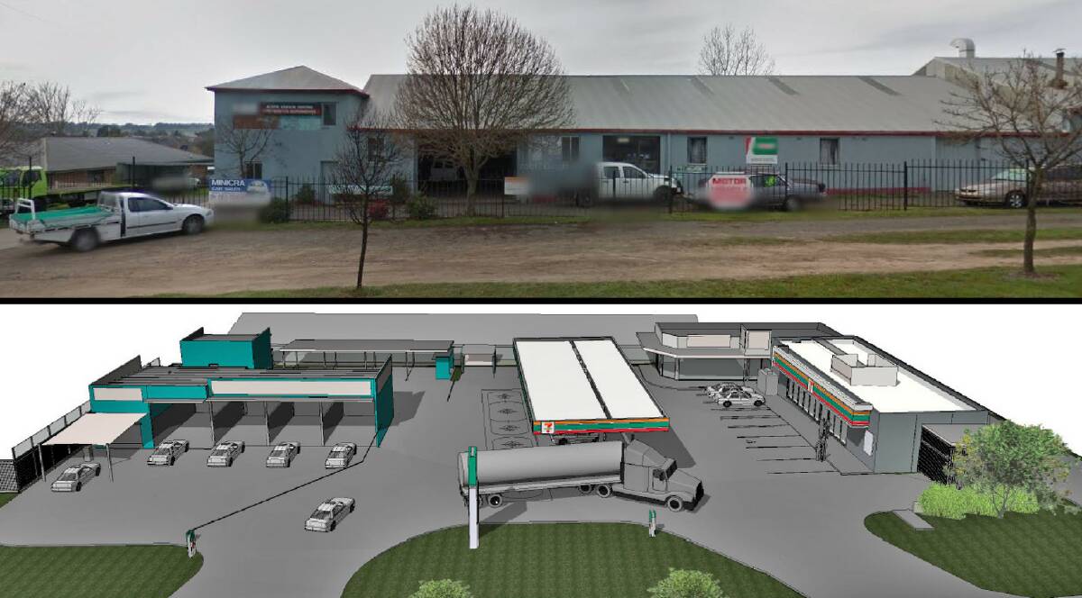MASSIVE CHANGE: The service station, convenience store, car wash, dog wash and two shops (bottom) proposed to replace a car service business.