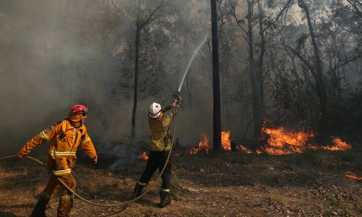 WINTER WORRIES: Firefighters battle a blaze at Bomaderry on the state's south coast. Photo: SYDNEY MORNING HERALD