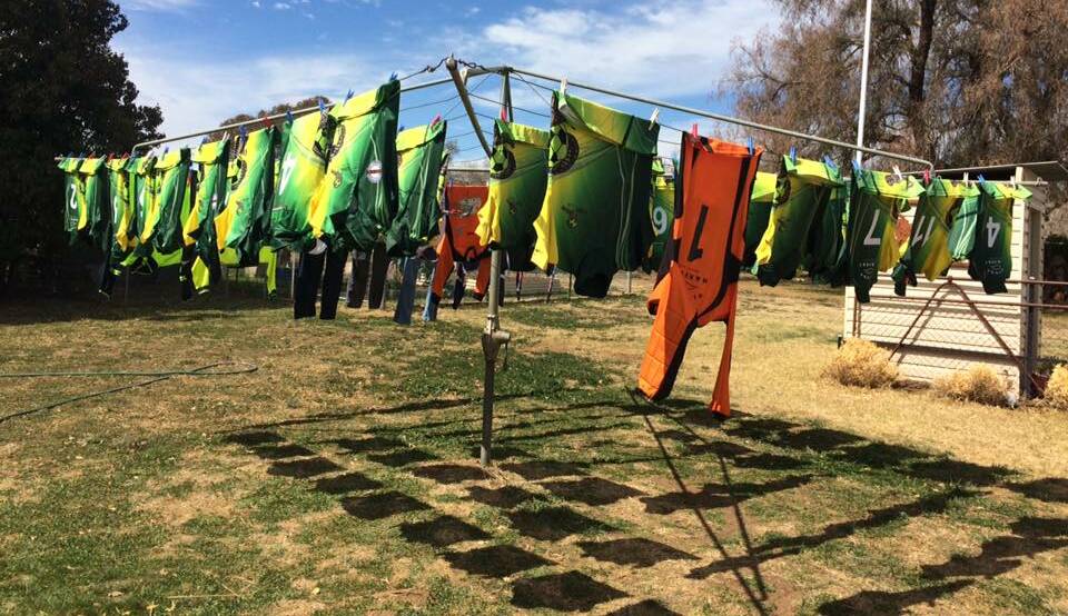 LOTS OF JERSEYS, LOTS OF PLAYERS: The Cudal juniors jerseys take up plenty of space on the clothesline. Photo: FACEBOOK