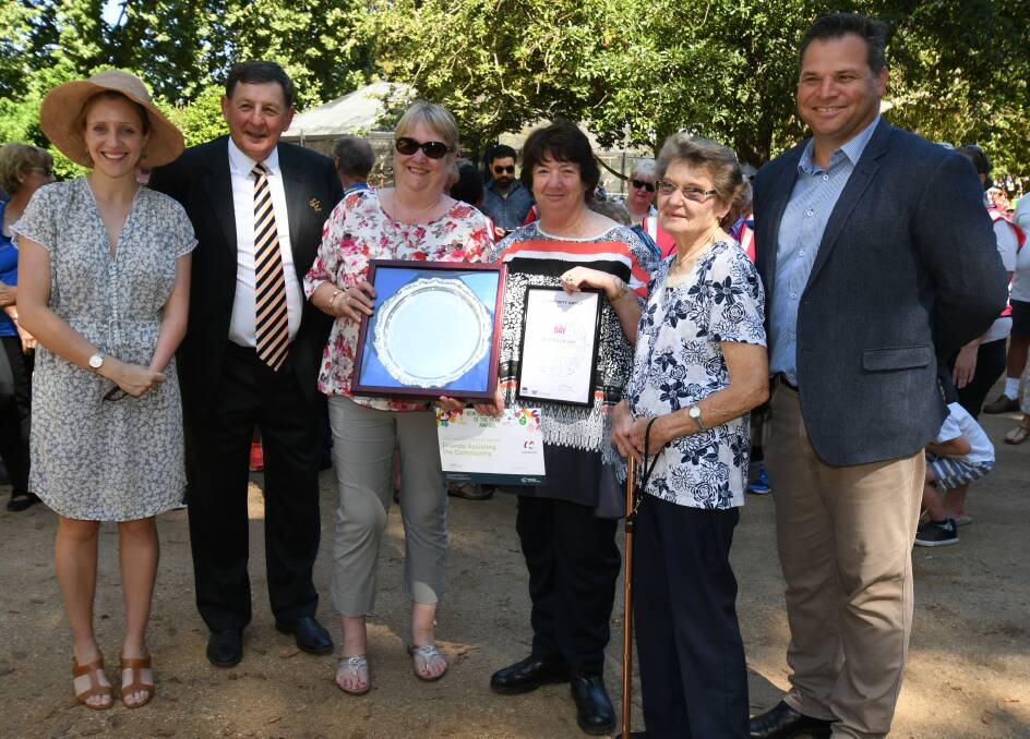 THANKS: Australia Day Ambassador Annabelle Williams, mayor Reg Kidd and member for Orange Phil Donato (right) with Robyn Colley, Kerry Foster and Leona Baker.